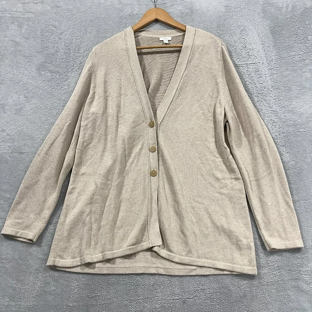 J Jill Cardgian Womens Large Wool‎ Button Front Sweater Academia Cottage